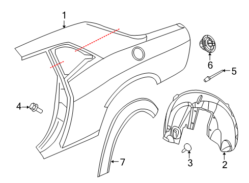 2022 Dodge Challenger Quarter Panel & Components, Exterior Trim - Int & Ext Trim Diagram