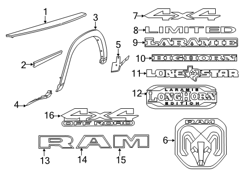 2022 Ram 2500 Exterior Trim - Pick Up Box Diagram 6 - Thumbnail