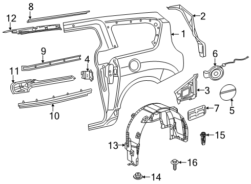 2023 Chrysler Pacifica Wheelhouse Liner, Rear Driver Side Diagram for 68450819AB
