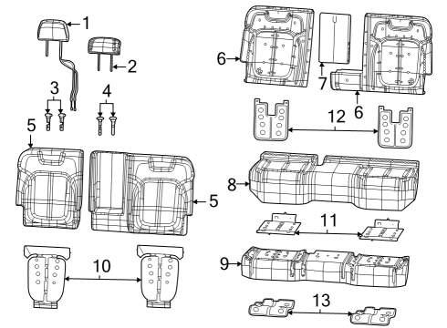 2023 Jeep Grand Cherokee Armrest, Black/Blue Stitch, Rear Center Diagram for 6PL603X7AE