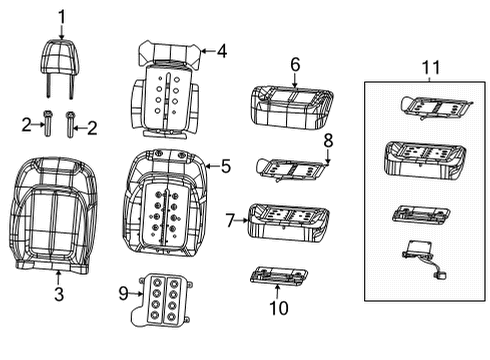 2023 Jeep Grand Cherokee L Seat Cushion Pad, Front Driver Side Diagram for 68376088AC