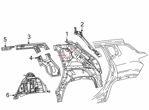 2022 Jeep Compass Inner Structure - Quarter Panel Diagram