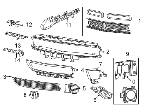 2022 Dodge Challenger Grille & Components Diagram