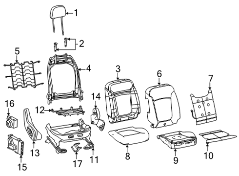 2022 Jeep Compass Lumbar Switch, Front Driver Side Diagram for 68516076AA