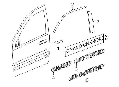 2019 Jeep Grand Cherokee Upper Molding Diagram for 68257470AD