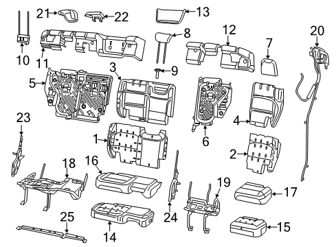 2022 Jeep Wrangler Rear Seat Components Diagram 2 - Thumbnail