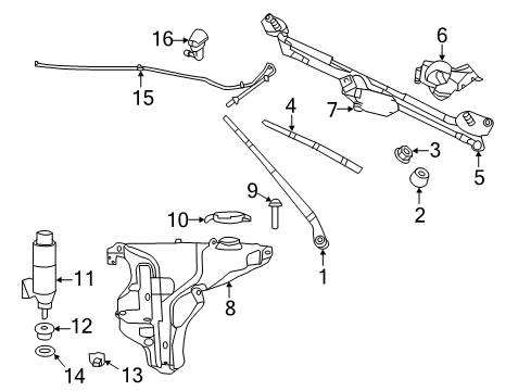 2022 Chrysler 300 Wiper & Washer Components Diagram