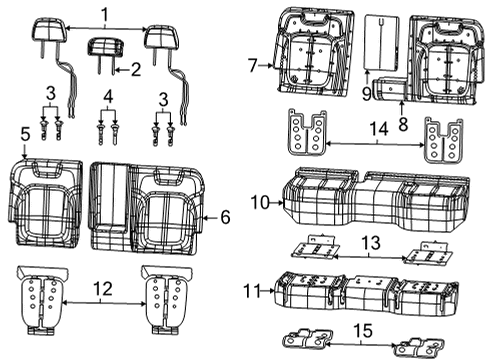 2023 Jeep Grand Cherokee L Headrest, Outer, Beige/Black, Center Diagram for 6XS151T3AG