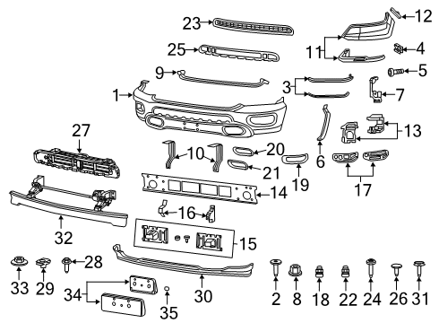 2023 Ram 1500 Bumper & Components - Front Diagram 1 - Thumbnail