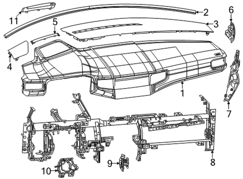 2022 Jeep Grand Wagoneer Cluster & Switches, Instrument Panel Diagram 1 - Thumbnail