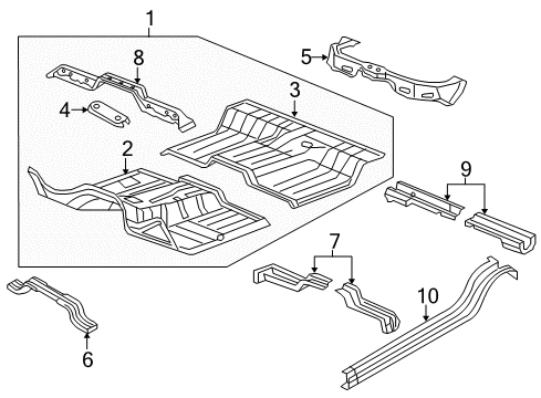 2016 Ram 1500 Floor Reinforcement, Front Diagram for 55372357AC