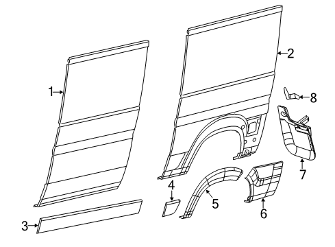 2022 Ram ProMaster 2500 Side Panel & Components, Exterior Trim - Body & Hardware Diagram 7 - Thumbnail