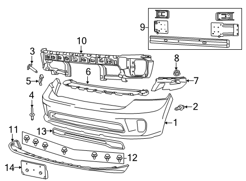 2021 Ram 1500 Classic Bumper & Components - Front Diagram 1 - Thumbnail