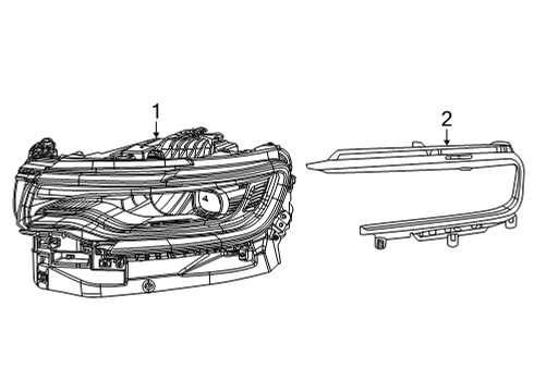 2022 Jeep Wagoneer Headlamp Assembly, Black Diagram for 68598988AA