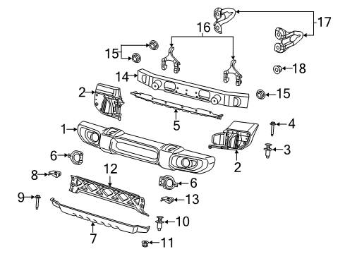 2023 Jeep Wrangler Bumper & Components  Diagram 1 - Thumbnail