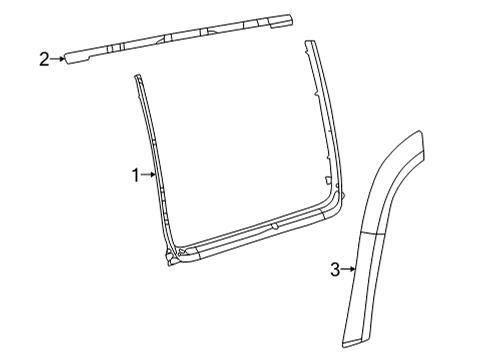 2022 Jeep Grand Wagoneer Upper Molding, Rear Passenger Side Diagram for 68487614AD