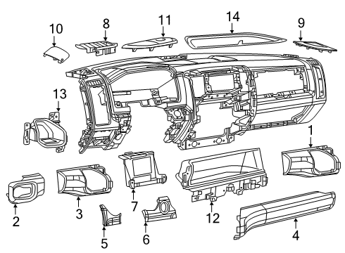 2021 Ram 2500 Cluster & Switches, Instrument Panel Diagram 5 - Thumbnail