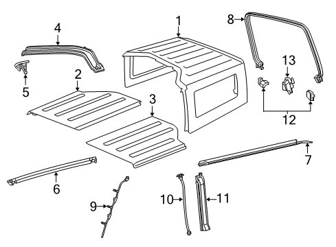 2024 Jeep Wrangler Top & Components Diagram 1 - Thumbnail