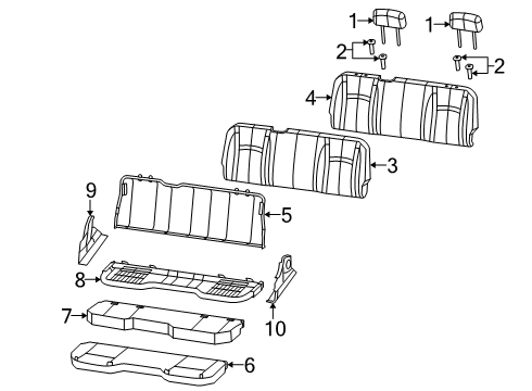 2021 Ram 1500 Classic Rear Seat Components Diagram 2 - Thumbnail