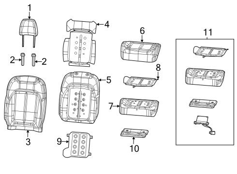 2024 Jeep Grand Cherokee Front Seat Components Diagram 1 - Thumbnail
