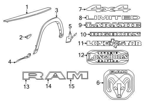 2023 Ram 3500 Exterior Trim - Pick Up Box Diagram 2 - Thumbnail