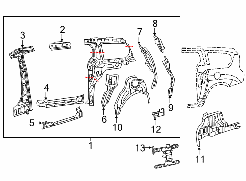 2022 Chrysler Voyager Inner Structure & Rails  Diagram