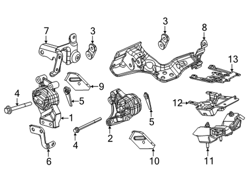 2024 Jeep Wagoneer Mount Bracket, Upper Passenger Side Diagram for 68526248AB