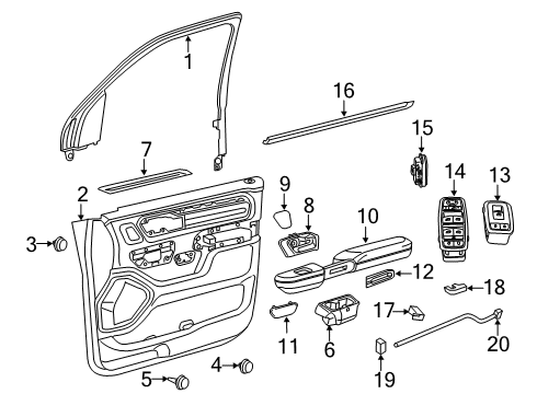 2022 Ram 1500 Handle, Inside, Black Diagram for 6BE74TX7AD