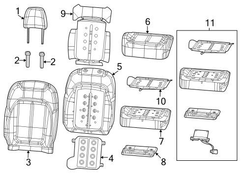 2022 Jeep Grand Wagoneer Seat Back Pad Diagram for 68417671AB