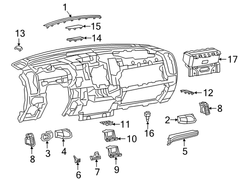 2023 Ram 1500 Cluster & Switches, Instrument Panel Diagram 2 - Thumbnail