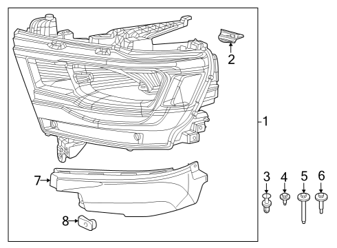 2023 Ram 1500 Headlamp Components Diagram 3 - Thumbnail
