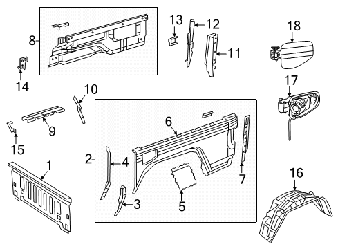 2022 Jeep Gladiator Front & Side Panels Diagram