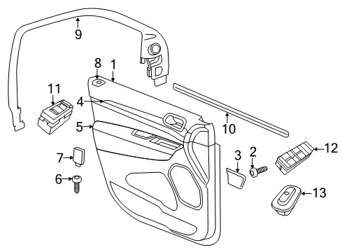 2012 Jeep Grand Cherokee Applique, Front Passenger Side Diagram for 57010444AN