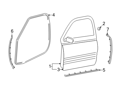 2015 Ram 1500 Surround Weatherstrip, Front Diagram for 68563583AB