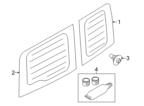 2022 Ram ProMaster City Glass & Hardware - Back Door Diagram