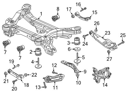 2022 Jeep Cherokee Rear Suspension Components, Lower Control Arm, Stabilizer Bar Diagram 4 - Thumbnail
