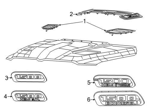 2024 Ram 1500 Exterior Trim - Hood Diagram