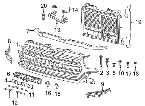 2023 Ram 1500 Grille & Components Diagram 5 - Thumbnail
