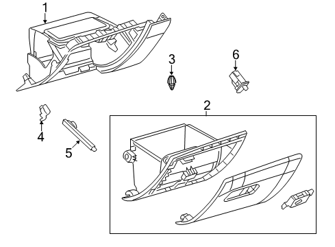 2022 Jeep Compass Glove Box, Gray, Front Diagram for 6WJ92SA5AD