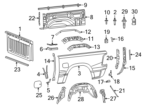 2023 Ram 1500 Front & Side Panels Diagram 4 - Thumbnail