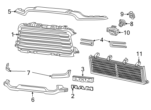 2023 Ram 3500 Grille & Components Diagram