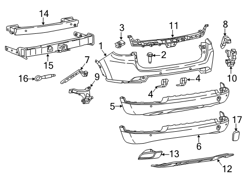2023 Jeep Compass Bumper Cover, Rear Upper Diagram for 68552418AA