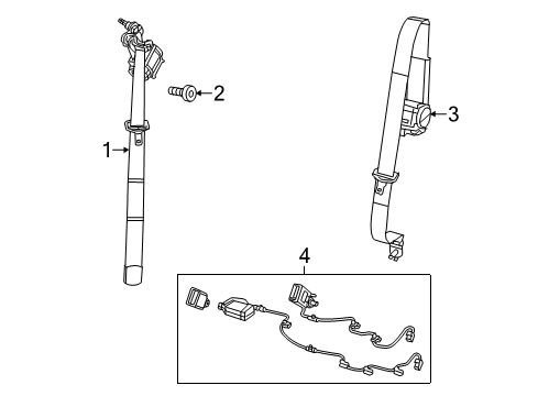 Lap & Shoulder Belt, Black, Rear Outer Passenger Side Diagram for 6CV60DX9AE