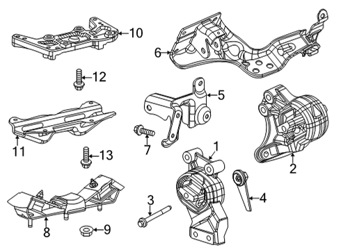 2023 Ram 1500 Engine & Trans Mounting Diagram 1 - Thumbnail
