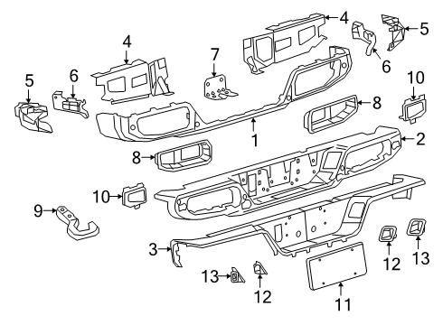 2023 Jeep Gladiator Bumper & Components - Rear Diagram 1 - Thumbnail