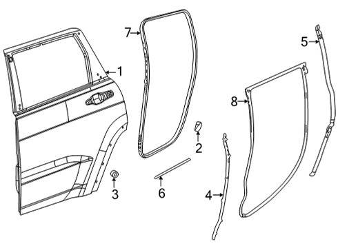 2024 Jeep Wagoneer Rear Weatherstrip, Lower Diagram for 68498277AF