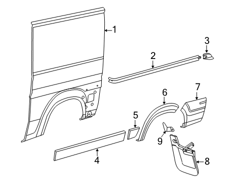 2022 Ram ProMaster 2500 Side Panel & Components, Exterior Trim - Body & Hardware Diagram 5 - Thumbnail