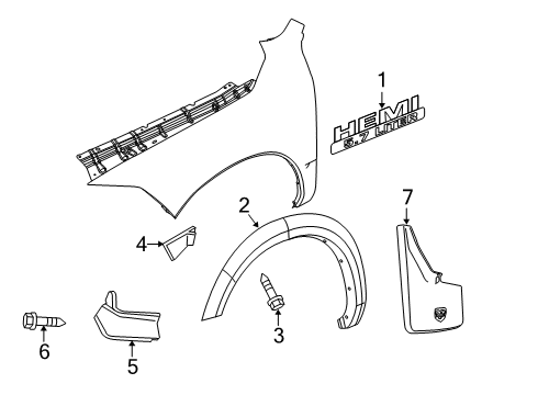 Mud Guard, Front Diagram for 82212287AC