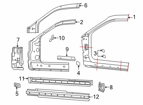 2022 Dodge Challenger Aperture Panel, Hinge Pillar, Rocker Diagram