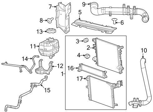 2022 Jeep Gladiator Radiator & Components Diagram 1 - Thumbnail